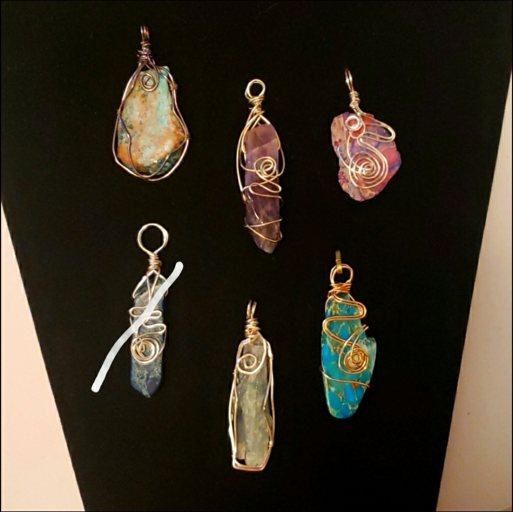 Handmade Wire Wrapped Stone Pendants/Necklaces